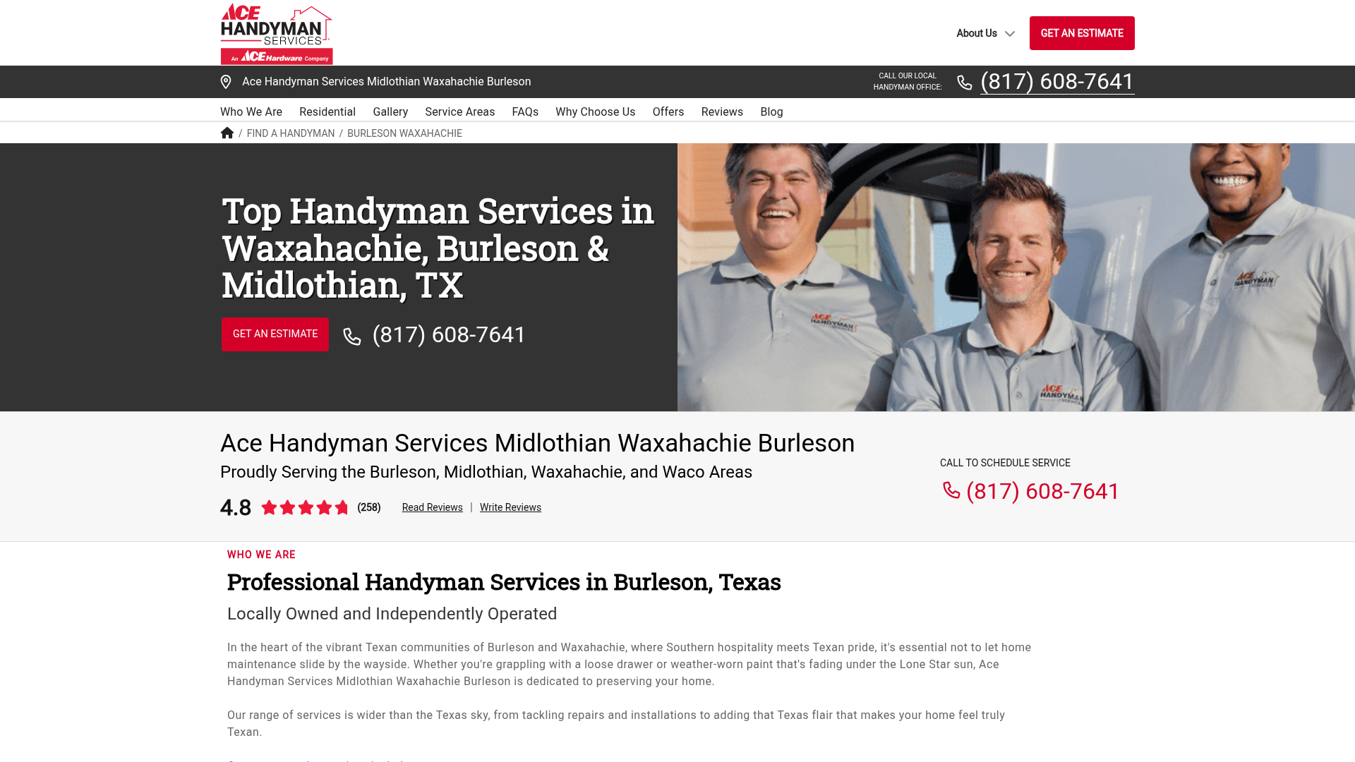 Ace Handyman Services Midlothian Waxahachie Burleson