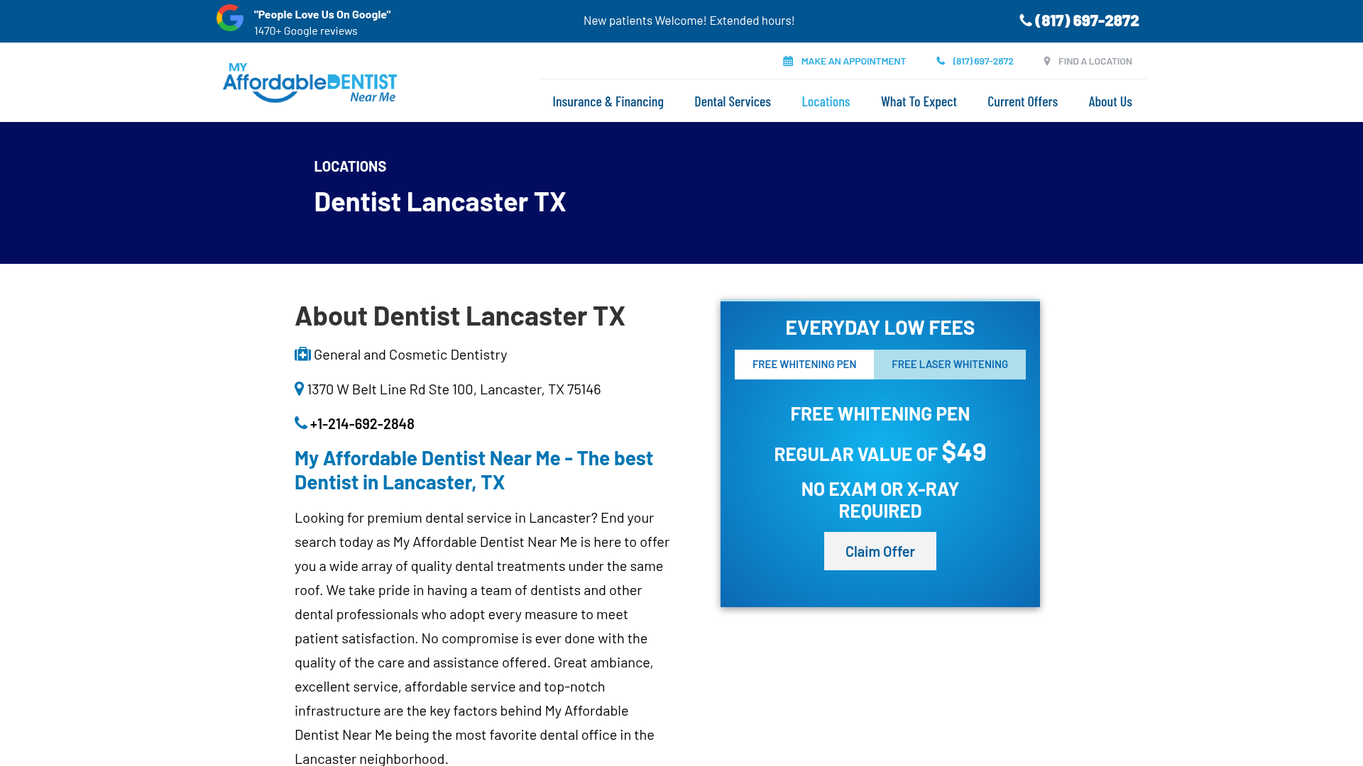 Affordable Dentist Near Me of Lancaster
