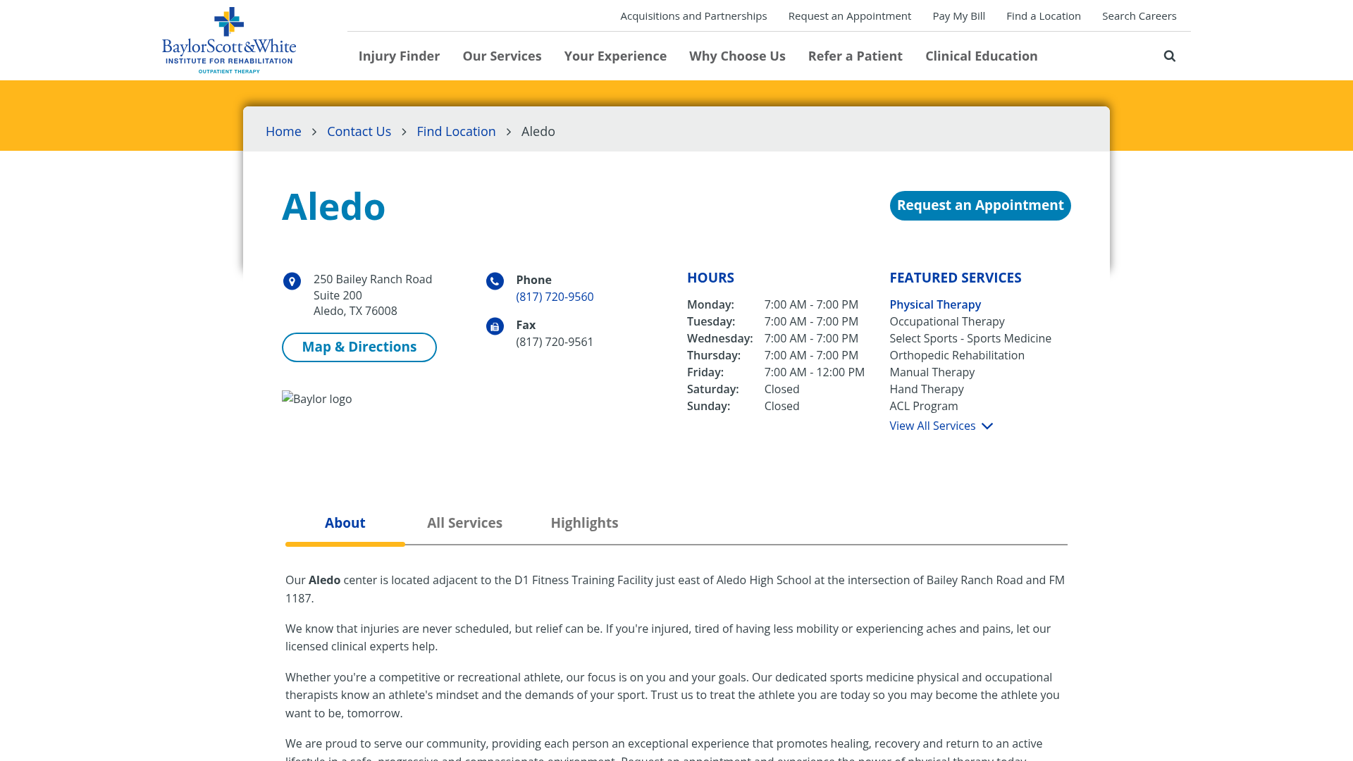 Baylor Scott & White Outpatient Therapy - Aledo