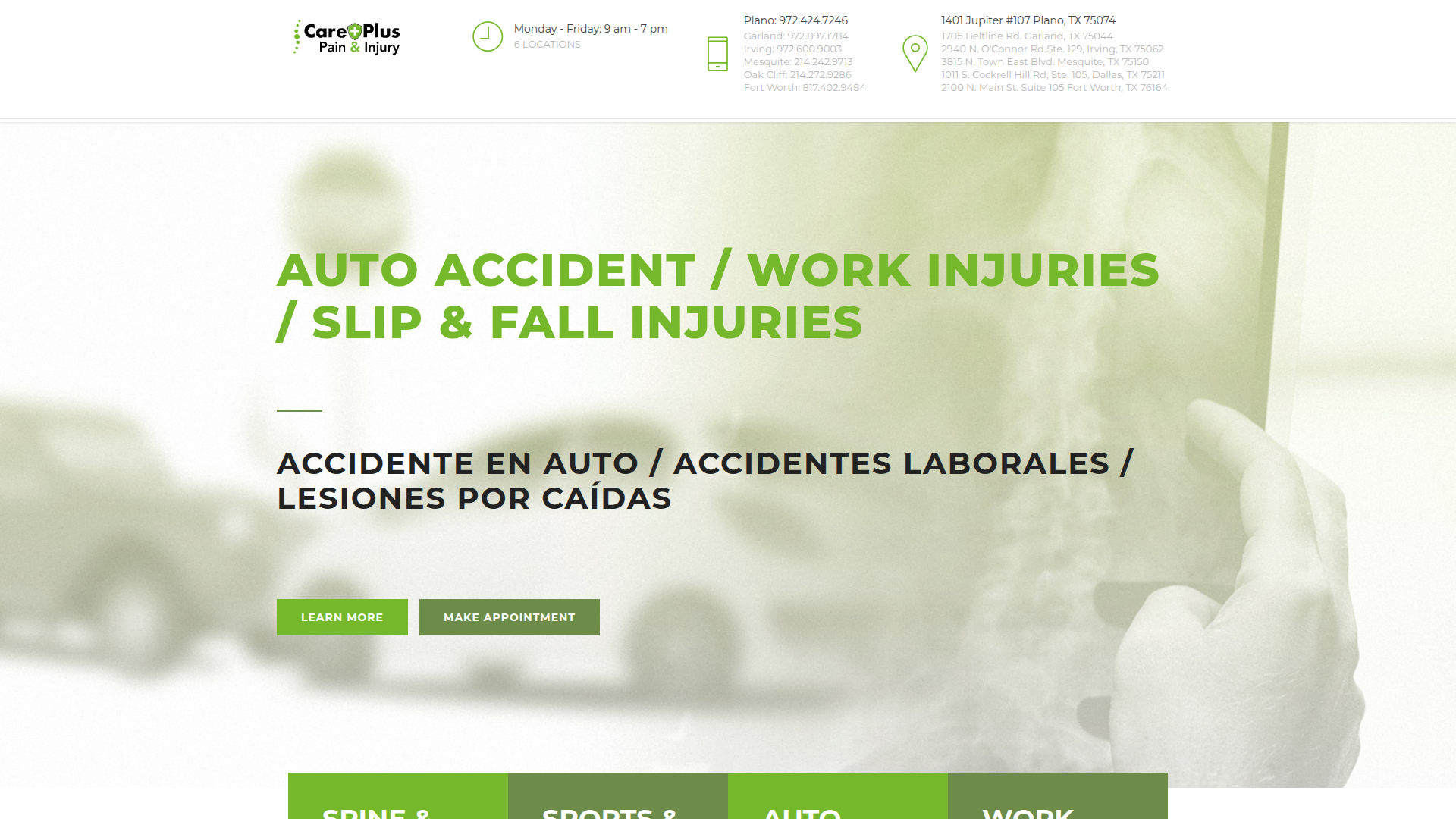 Care Plus Pain & Injury - North Garland Car Wreck Auto Accident Neck & Back Pain Injury Doctor Chiropractic