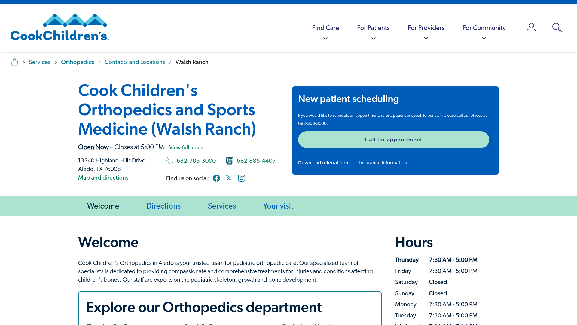 Cook Children's Orthopedics and Sports Medicine (Walsh Ranch)