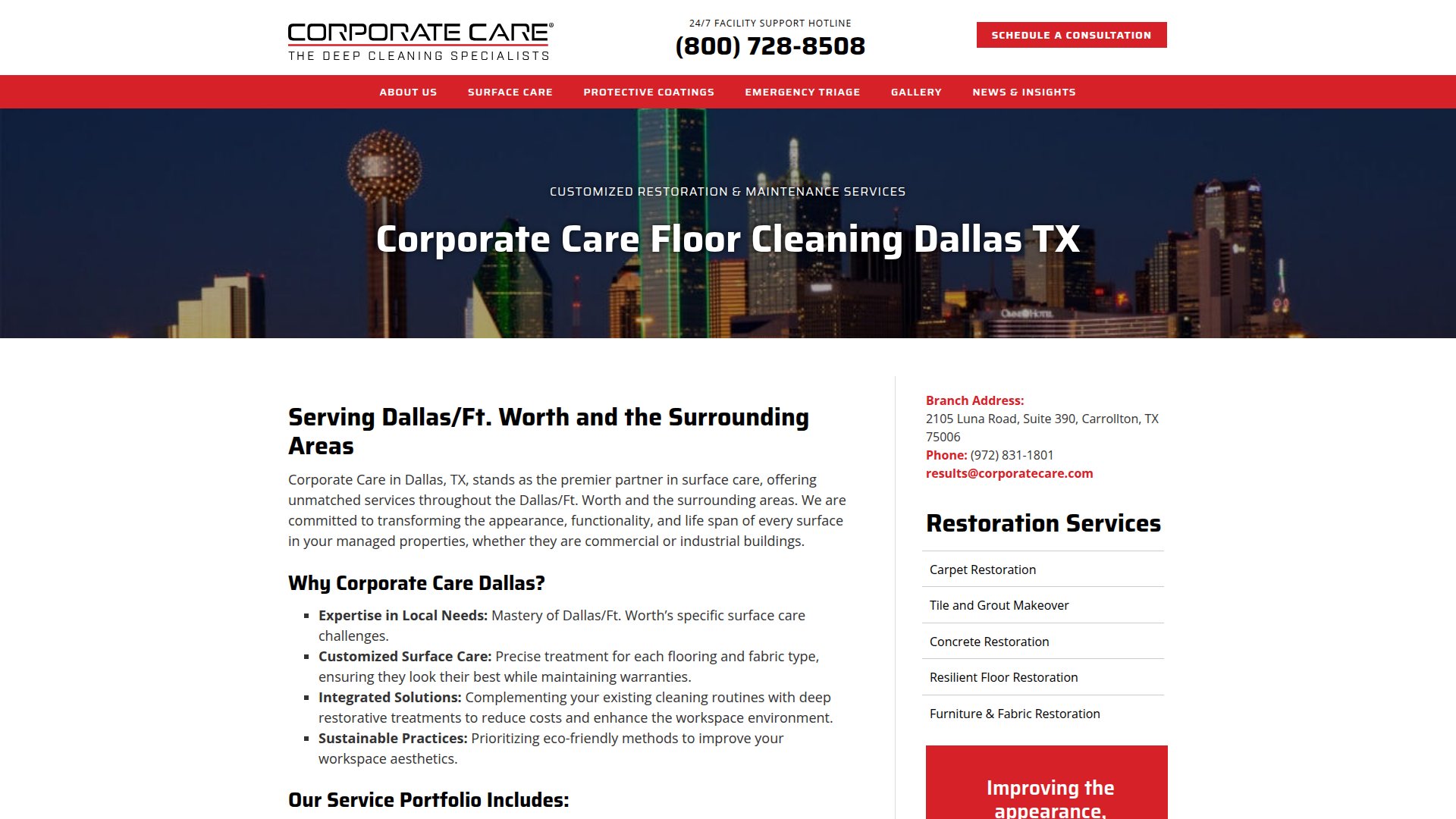 Corporate Care Restoration & Maintenance Dallas / Ft. Worth