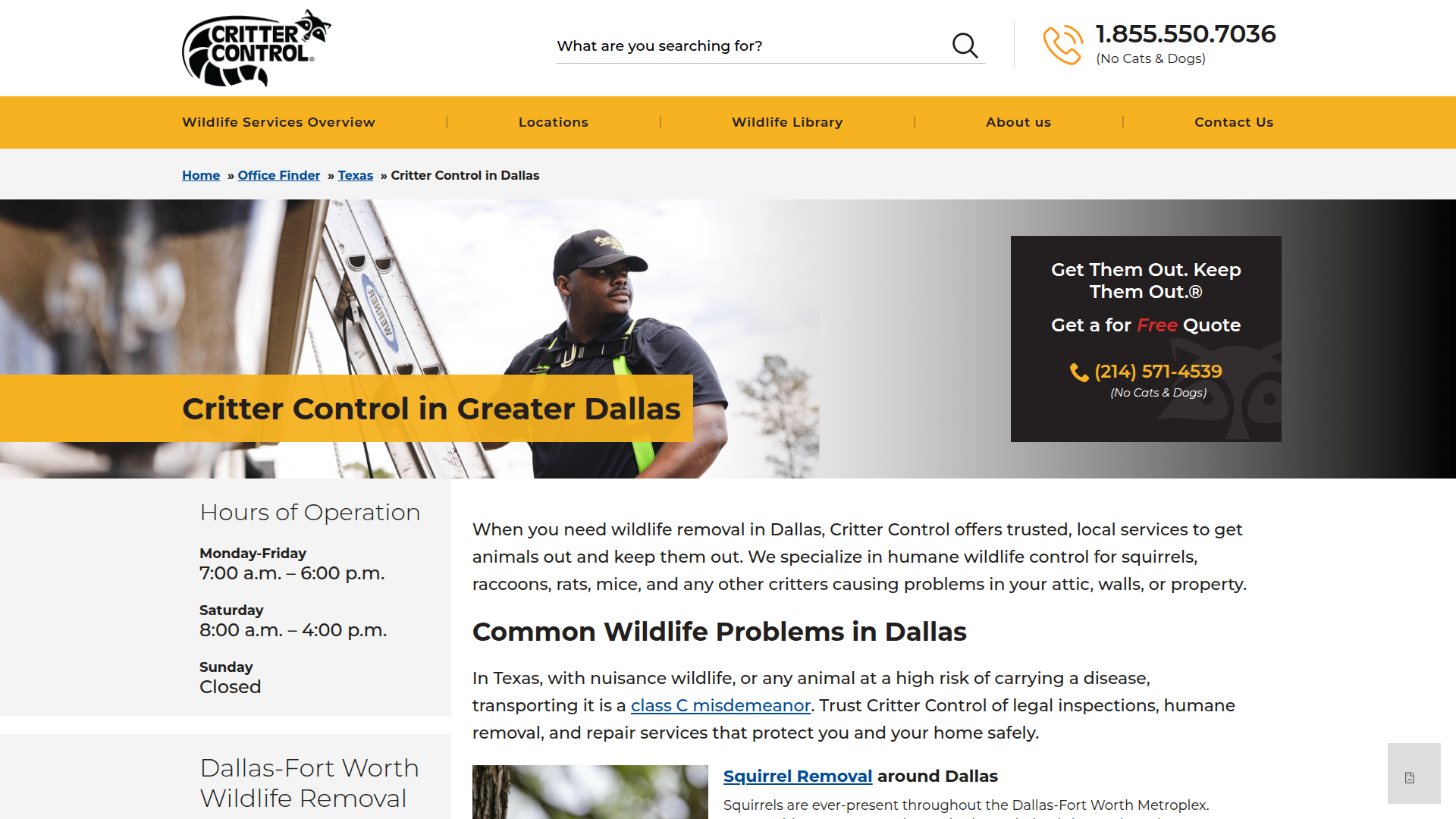 Critter Control Dallas Ft Worth