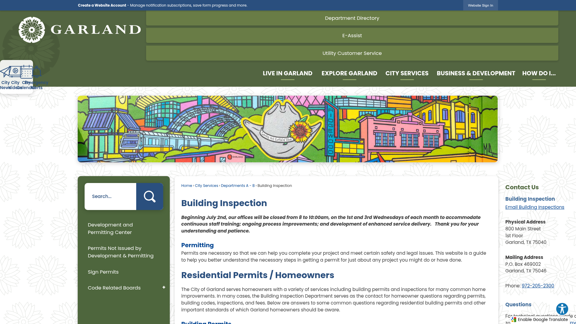 Garland Building Inspection