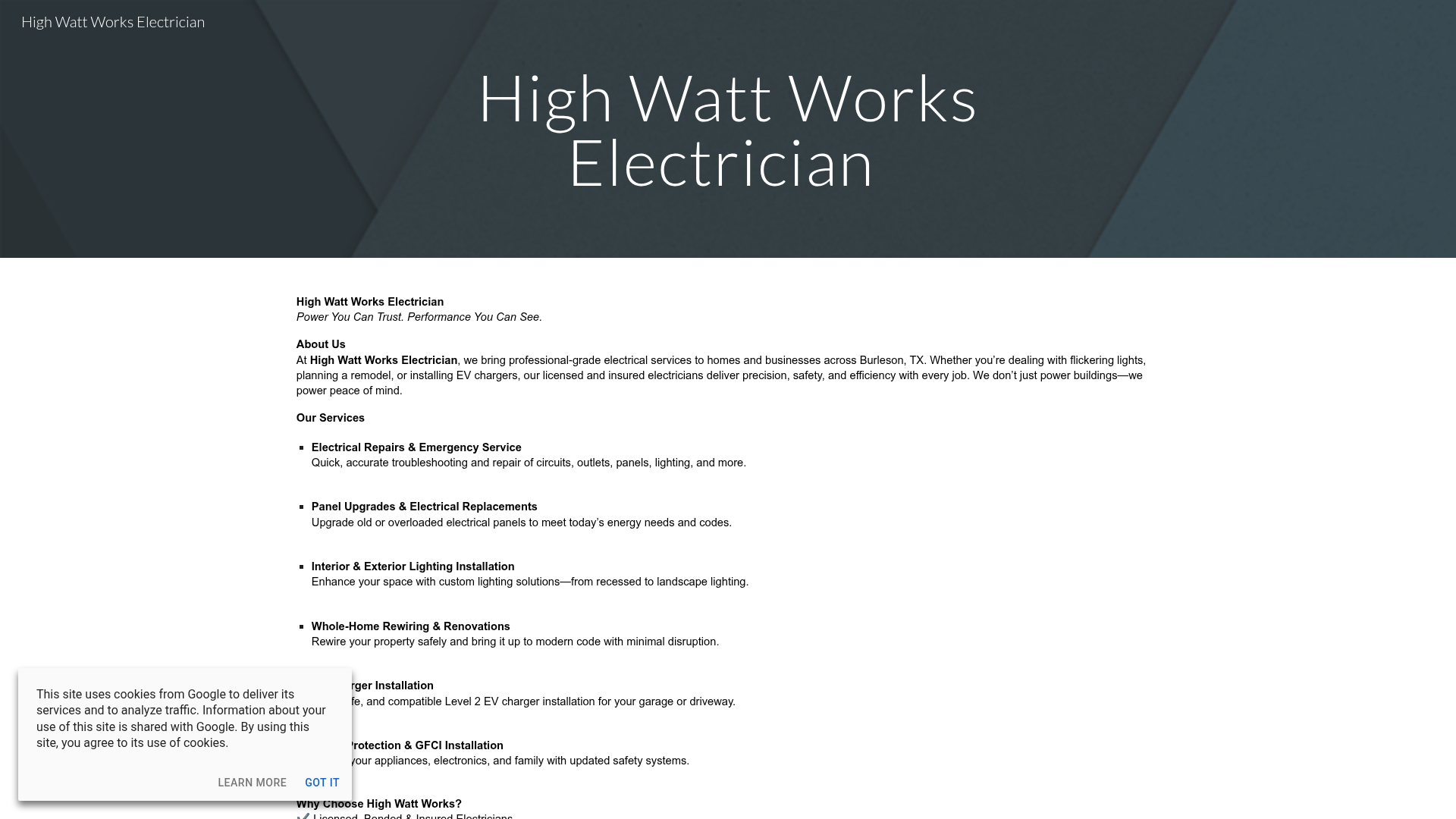 High Watt Works Electrician