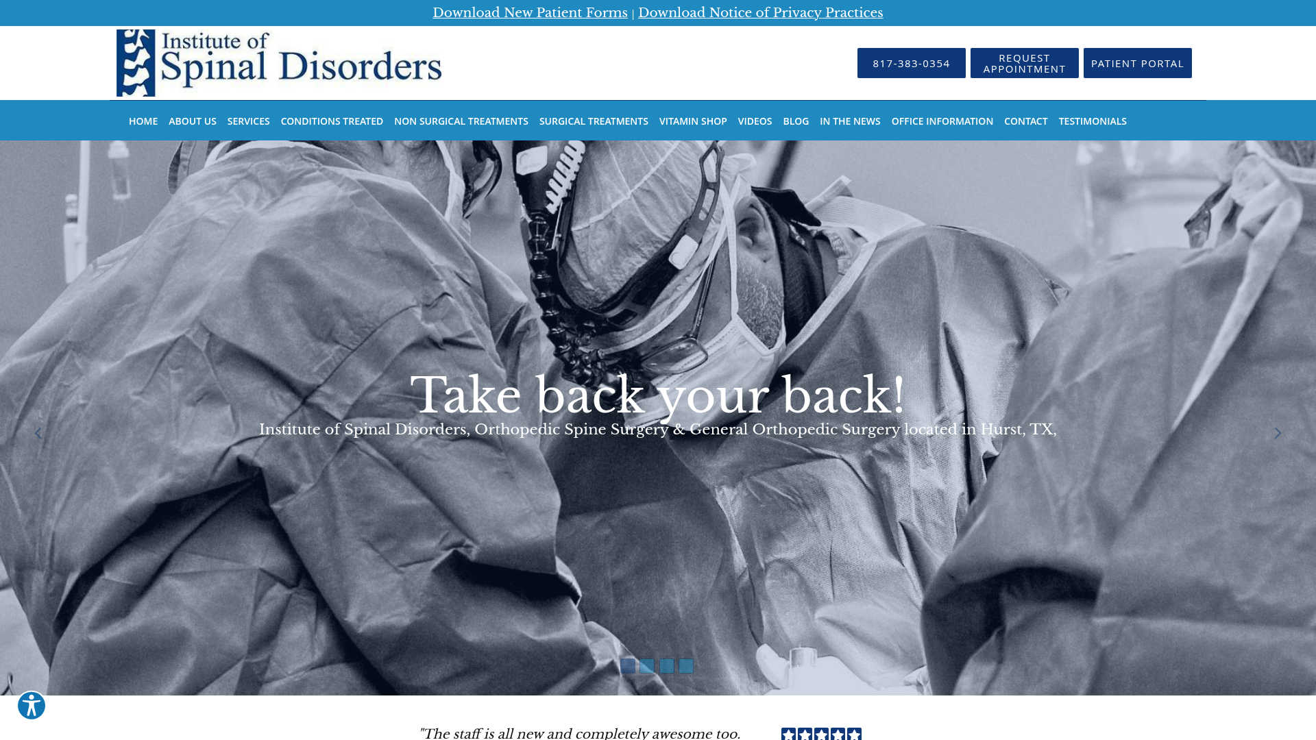 Institute of Spinal Disorders Orthopedic Doctor for neck pain and back pain in Hurst