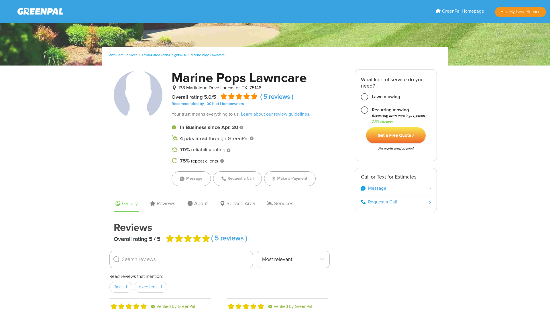 Marine Pops Lawn Care