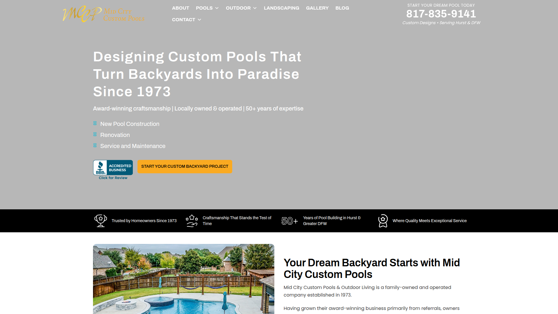 Mid City Custom Pools Inc., & Outdoor Living
