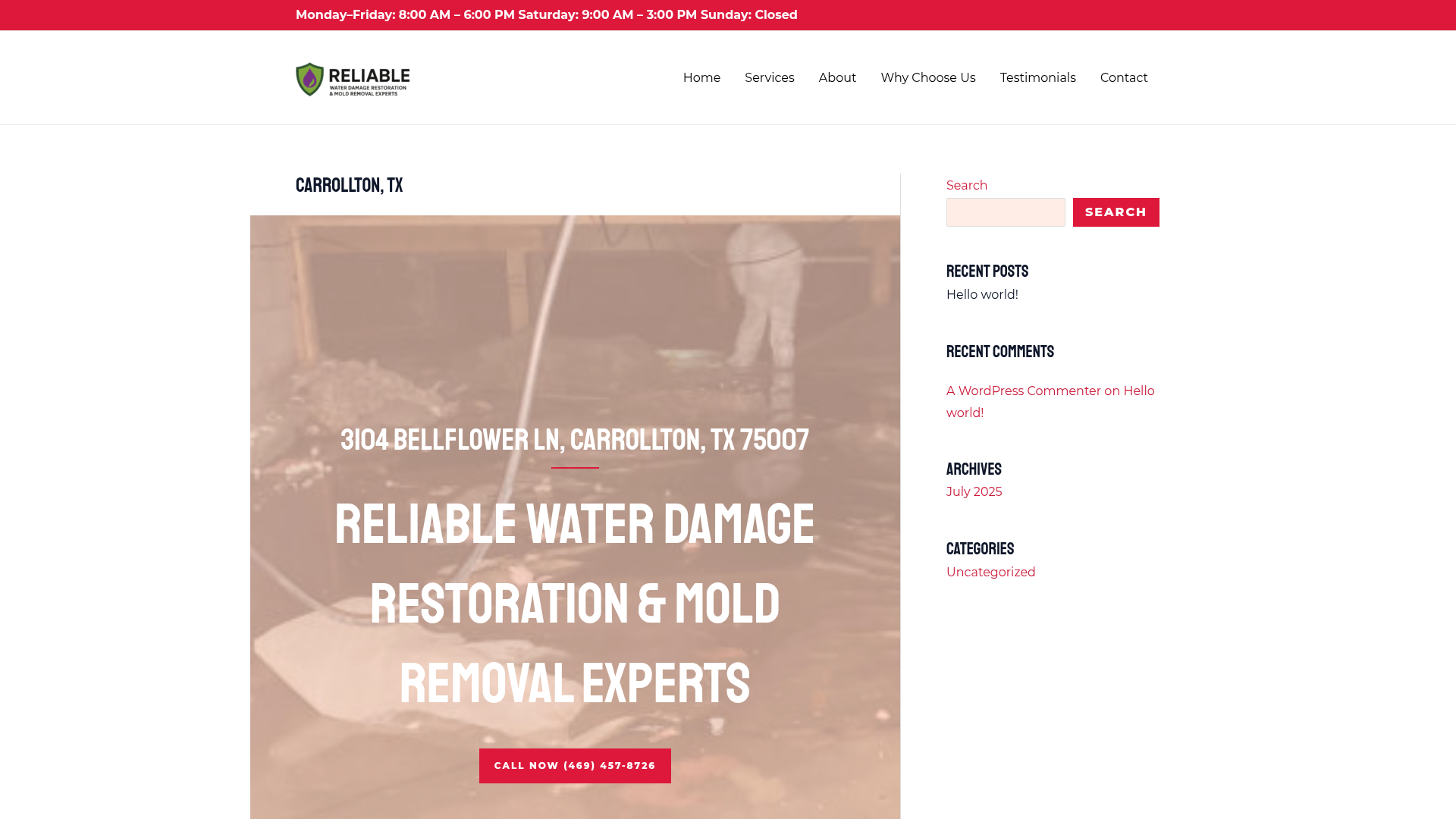 Reliable Carrollton Water Damage Restoration & Mold Removal Experts