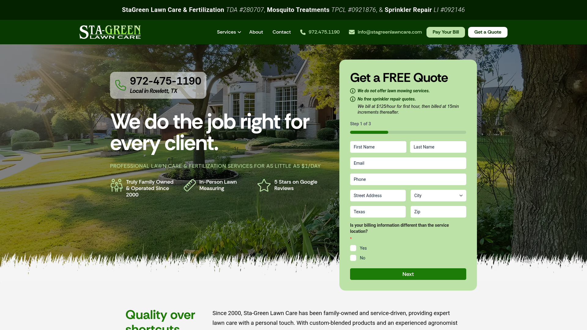 Sta-Green Lawn Care Mosquito & Sprinkler Repair