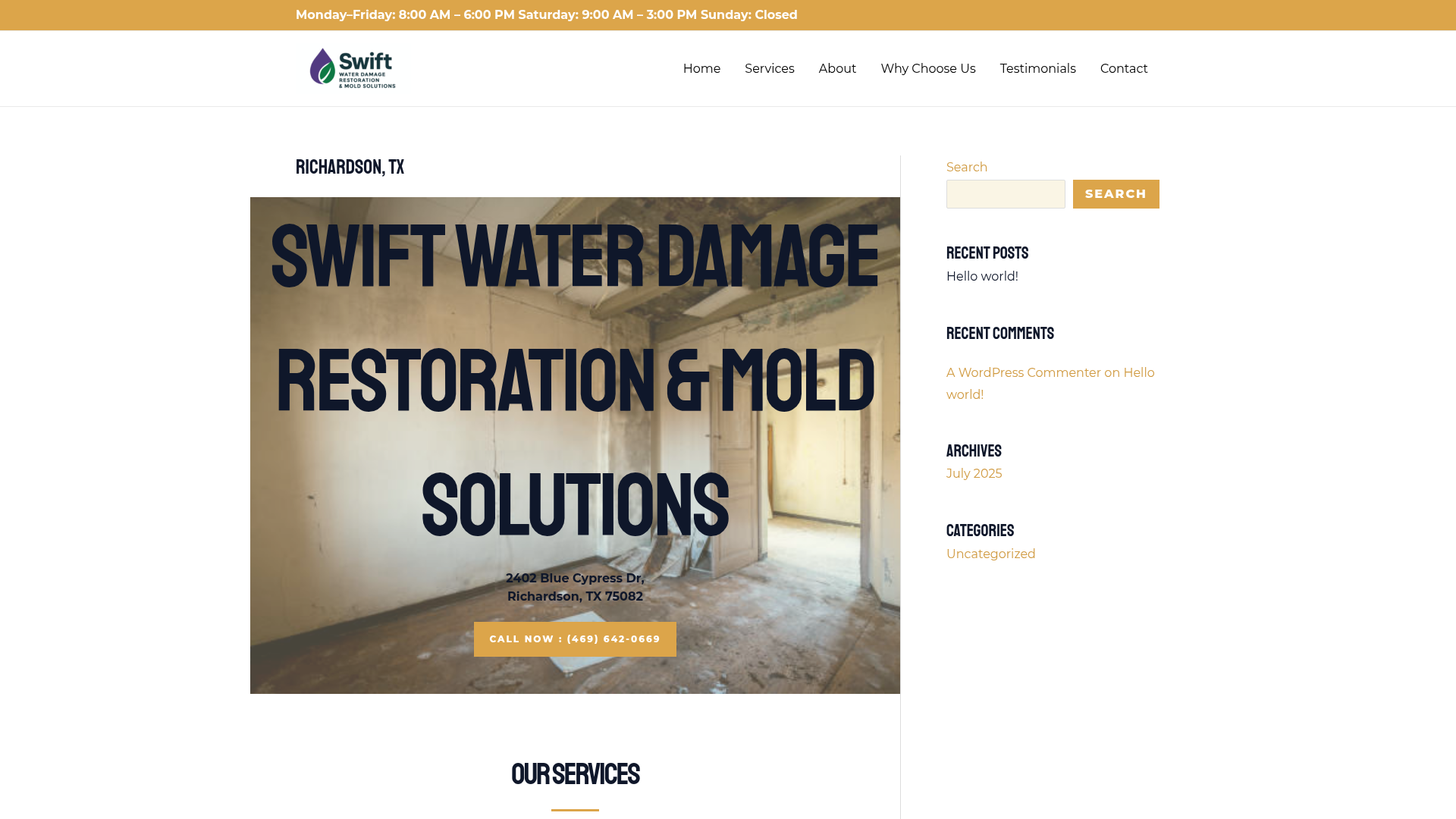 Swift Water Damage Restoration & Mold Solutions Richardson