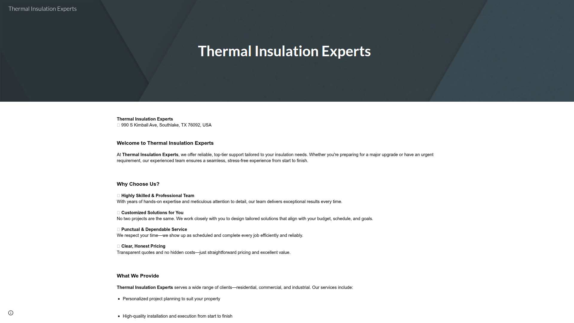 Thermal Insulation Experts
