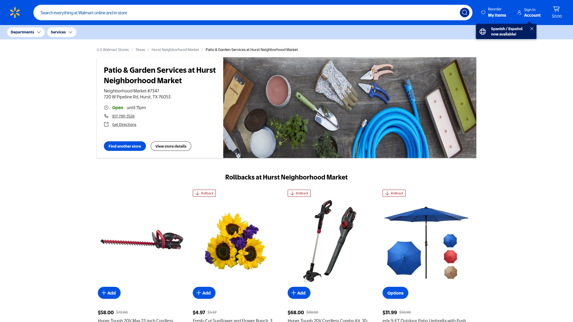 Walmart Patio & Garden Services